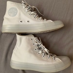 White/ Clear high top converse